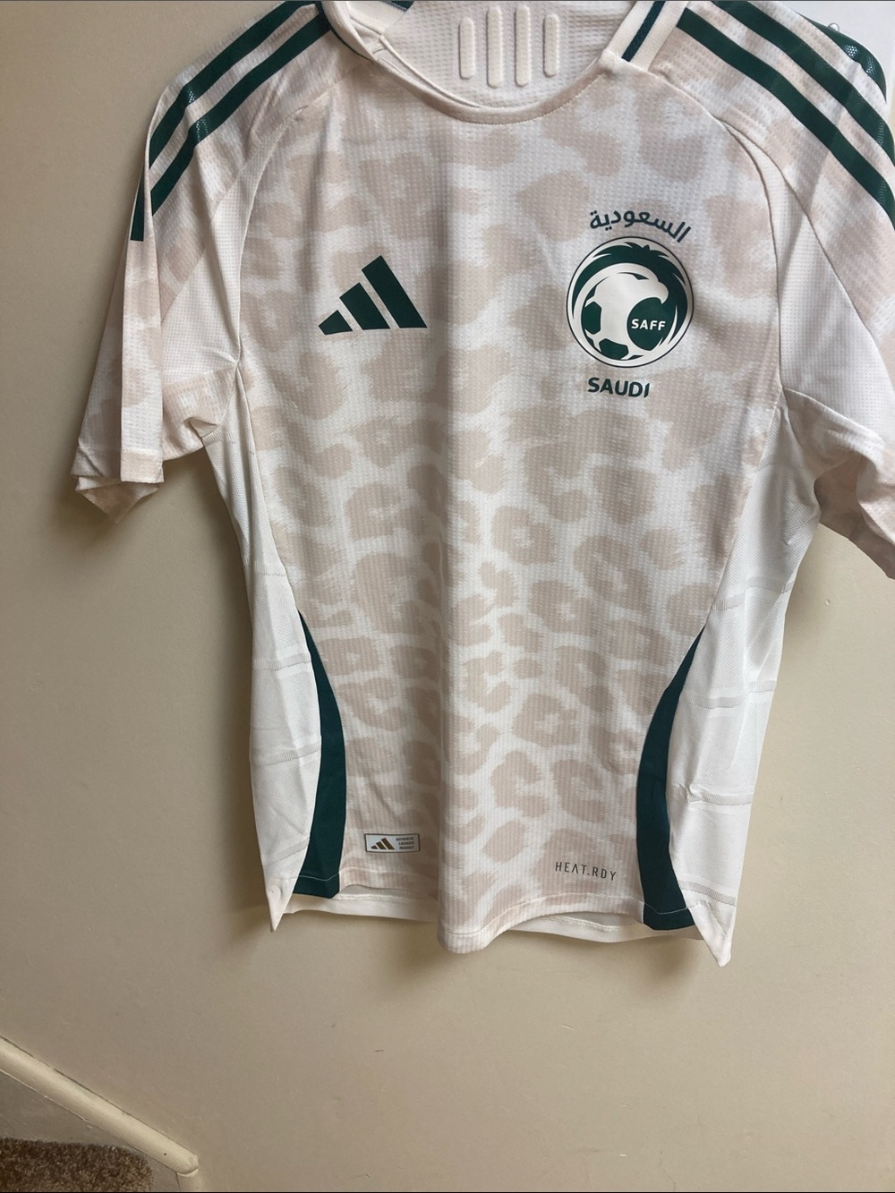 adidas Kids White & Dark Green Saudi Football Jersey
